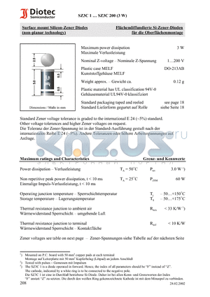 SZ3C110 datasheet - Surface mount Silicon-Zener Diodes (non-planar technology)