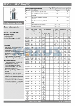 SZ3C114 datasheet - Zener silicon diodes