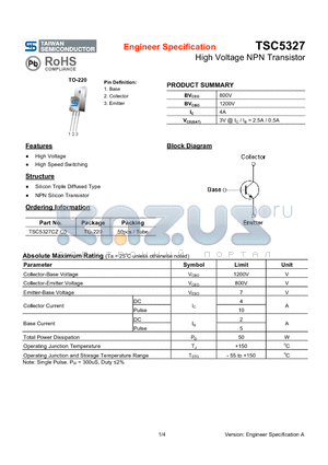 TSC5327 datasheet - High Voltage NPN Transistor