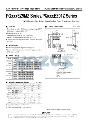 PQ015EZ01ZZ datasheet - SC-63 Package, Low Voltage Operation Low Power-Loss Voltage Regulators