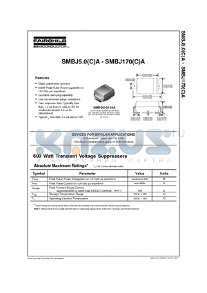 SMBJ160A datasheet - DEVICES FOR BIPOLAR APPLICATIONS