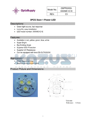 OSPR3XX3-Y5XME1C1E datasheet - 3PCS Xeon 1 Power LED Green light source, fast response