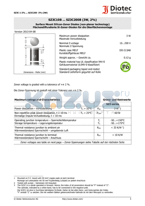SZ3C24B datasheet - Surface Mount Silicon-Zener Diodes (non-planar technology)