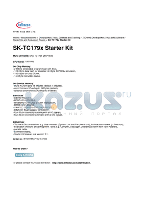 SAK-TC1796-256F150E datasheet - SK-TC179x Starter Kit