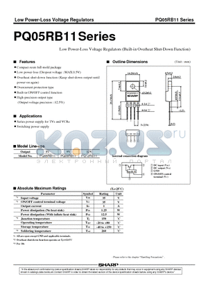 PQ05RB11 datasheet - Low Power-Loss Voltage Regulators (Built-in Overheat Shut-Down Function)