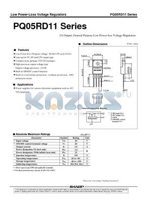 PQ05RD11 datasheet - 1A Output, General Purpose Low Power-loss Voltage Regulators