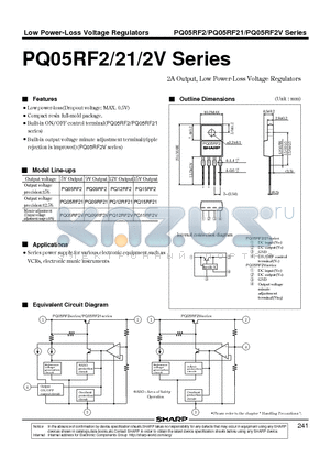 PQ05RF2/PQ05RF2V datasheet - Low Power-Loss Voltage Regulators