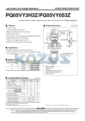 PQ05VY053Z datasheet - Surface Mount, Large Output Current Type Low Power-Loss Voltage Regulators