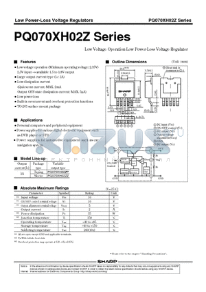 PQ070XH02ZP datasheet - Low Voltage Operation Low Power-Loss Voltage Regulator