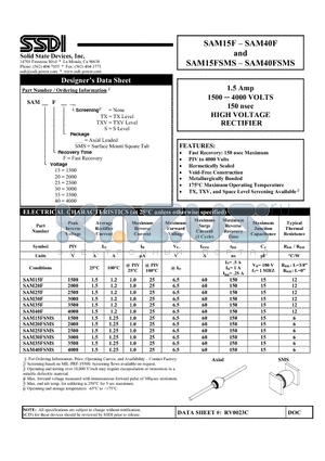 SAM15FSMS datasheet - HIGH VOLTAGE RECTIFIER