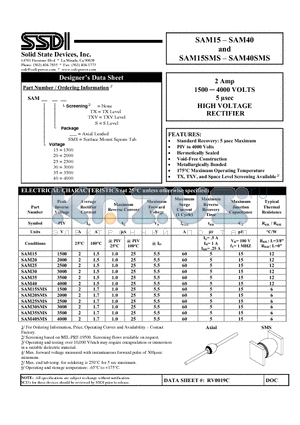 SAM30 datasheet - HIGH VOLTAGE RECTIFIER