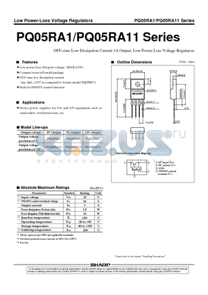 PQ12RA11 datasheet - OFF-state Low Dissipation Current 1A Output, Low Power-Loss Voltage Regulators