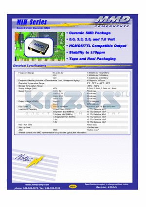 MI100H27AH datasheet - 5mm X 7mm Ceramic SMD