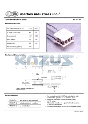 MI1010T-02 datasheet - Thermoelectric Cooler