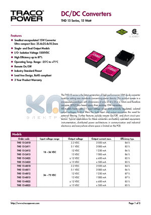 THD15-4813 datasheet - DC/DC Converters