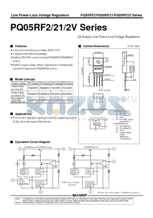 PQ15RF2V datasheet - 2A Output, Low Power-Loss Voltage Regulators