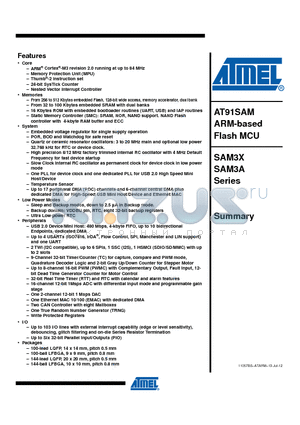 SAM3X datasheet - AT91SAM ARM-based Flash MCU