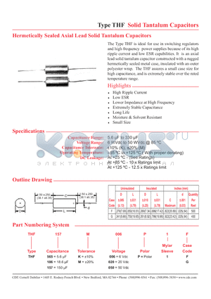 THF565K050P1G datasheet - Hermetically Sealed Axial Lead Solid Tantalum Capacitors