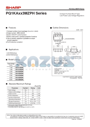 PQ1KA253MZPH datasheet - Compact Surface Mount Type Low Power-Loss Voltage Regulators