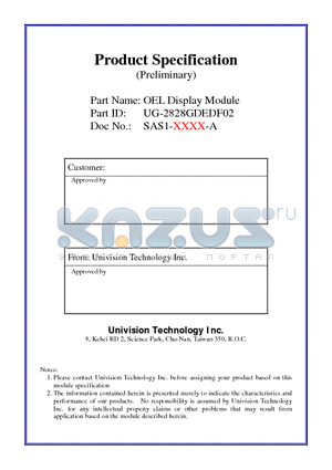 SAS1-XXXX-A datasheet - OEL Display Module