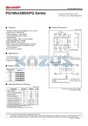 PQ1MXX5M2SPQ datasheet - Compact Surface Mount Type Low Power-Loss Voltage Regulators