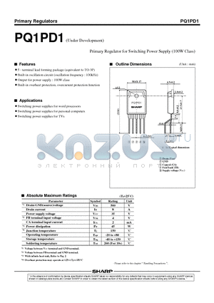 PQ1PD1 datasheet - Primary Regulator for Switching Power Supply (100W Class)