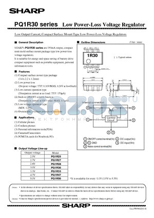 PQ1R30 datasheet - Low Power-Loss Voltage Regulator
