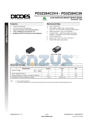 PD3Z284C11-7 datasheet - 0.5W SURFACE MOUNT ZENER DIODE