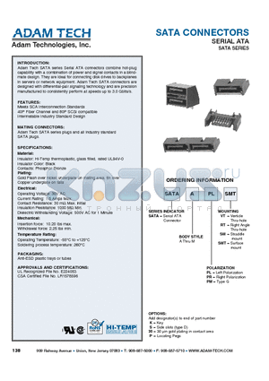 SATABPRRT datasheet - SATA CONNECTORS SERIAL ATA