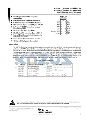 MSP50C33N datasheet - MIXED-SIGNAL PROCESSORS