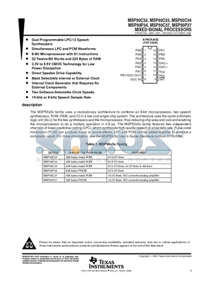 MSP50C37N datasheet - MIXED-SIGNAL PROCESSORS