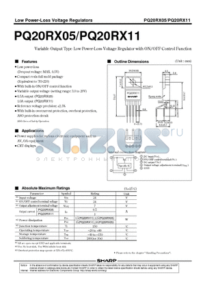 PQ20RX11 datasheet - Variable Output Type Low Power-Loss Voltage Regulator with ON/OFF Control Function