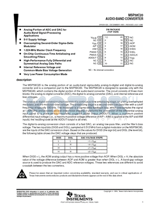 MSP58C20DW datasheet - AUDIO-BAND CONVERTER