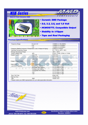 MI2050H27AH datasheet - 5mm X 7mm Ceramic SMD