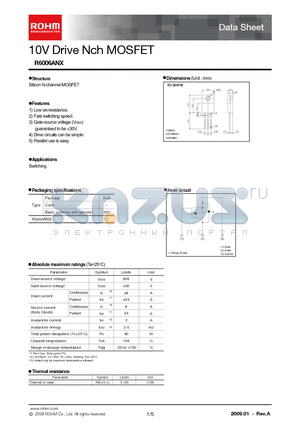 R6006ANX datasheet - 10V Drive Nch MOSFET