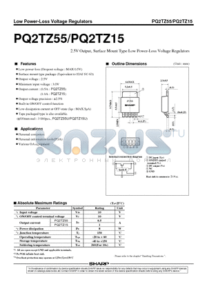 PQ2TZ15 datasheet - 2.5V Output, Surface Mount Type Low Power-Loss Voltage Regulators