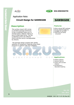 SAW8KG08 datasheet - White colored SMT package Pb-free RefloW Soldering