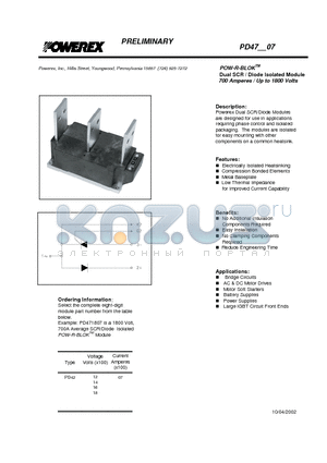 PD421407 datasheet - POW-R-BLOK Dual SCR / Diode Isolated Module (700 Amperes / Up to 1800 Volts)