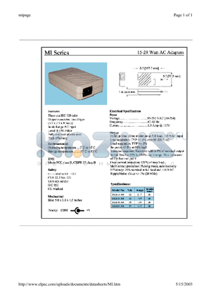 MI2615-760 datasheet - 15-28 Watt AC Adapters