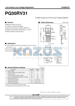 PQ30RV31 datasheet - Variable Output Low Power-Loss Voltage Regulator