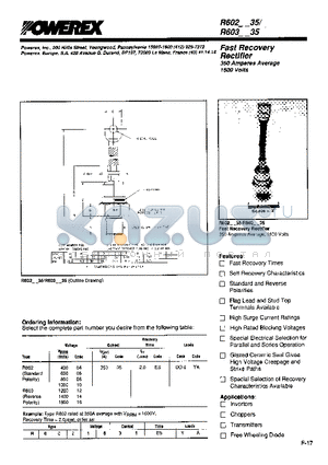 R603 datasheet - FAST RECOVERY RECTIFIER