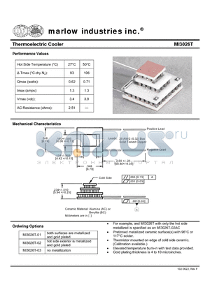 MI3026T datasheet - Thermoelectric Cooler