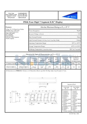 PD46-CCMG13 datasheet - Four Digit 7 Segment 0.56 Display