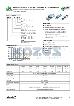 THFF50X-50FYM datasheet - HIGH FREQUENCY FLANGED TERMINATOR - Surface Mount