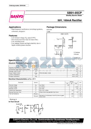 SB01-05 datasheet - 50V, 100mA Rectifier