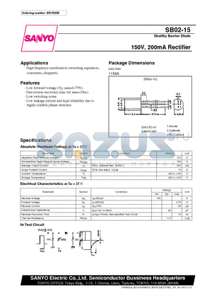 SB02-15 datasheet - 150V, 200mA Rectifier