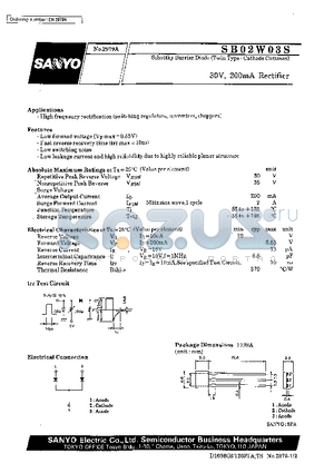 SB02W03S datasheet - 30V, 200mA Rectifier