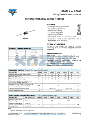 SB020_09 datasheet - Miniature Schottky Barrier Rectifier