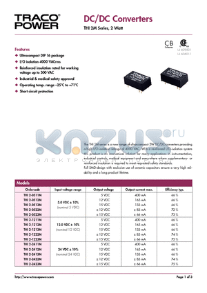 THI2-2411M datasheet - DC/DC Converters THI 2M Series, 2 Watt