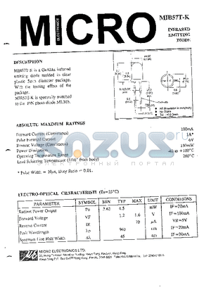 MIB57T-K datasheet - INFRARED EMITTING DIODE